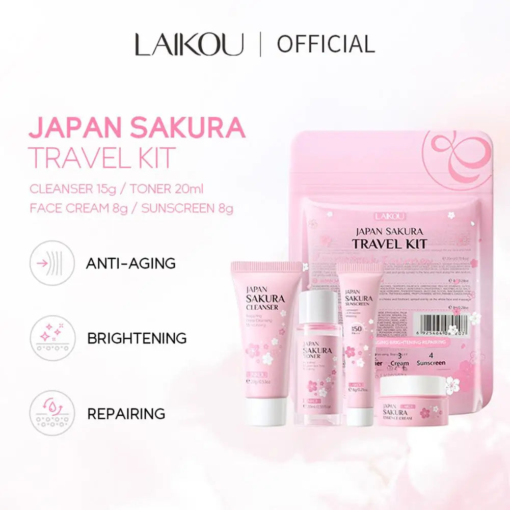Sakura Skincare Gift Set – Cleanser, Serum, Eye Cream & Essence Kit
