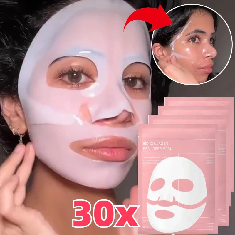 Bio Collagen Face Mask – Deep Hydrating & Brightening Overnight Skincare (1–20pcs)