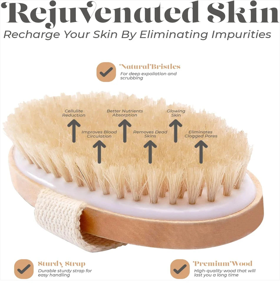 Exfoliating Wooden Body Brush with Natural Bristles
