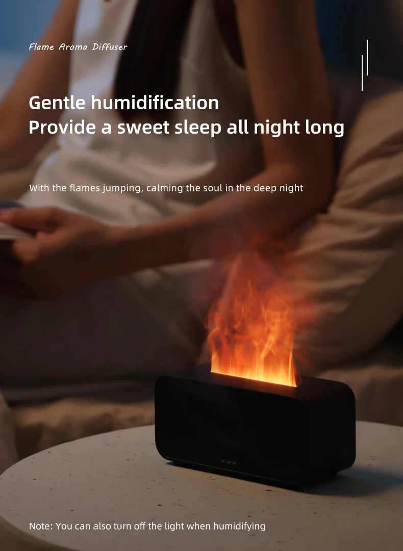 Flame Effect Aromatherapy Diffuser – Mini LED Humidifier with Timer