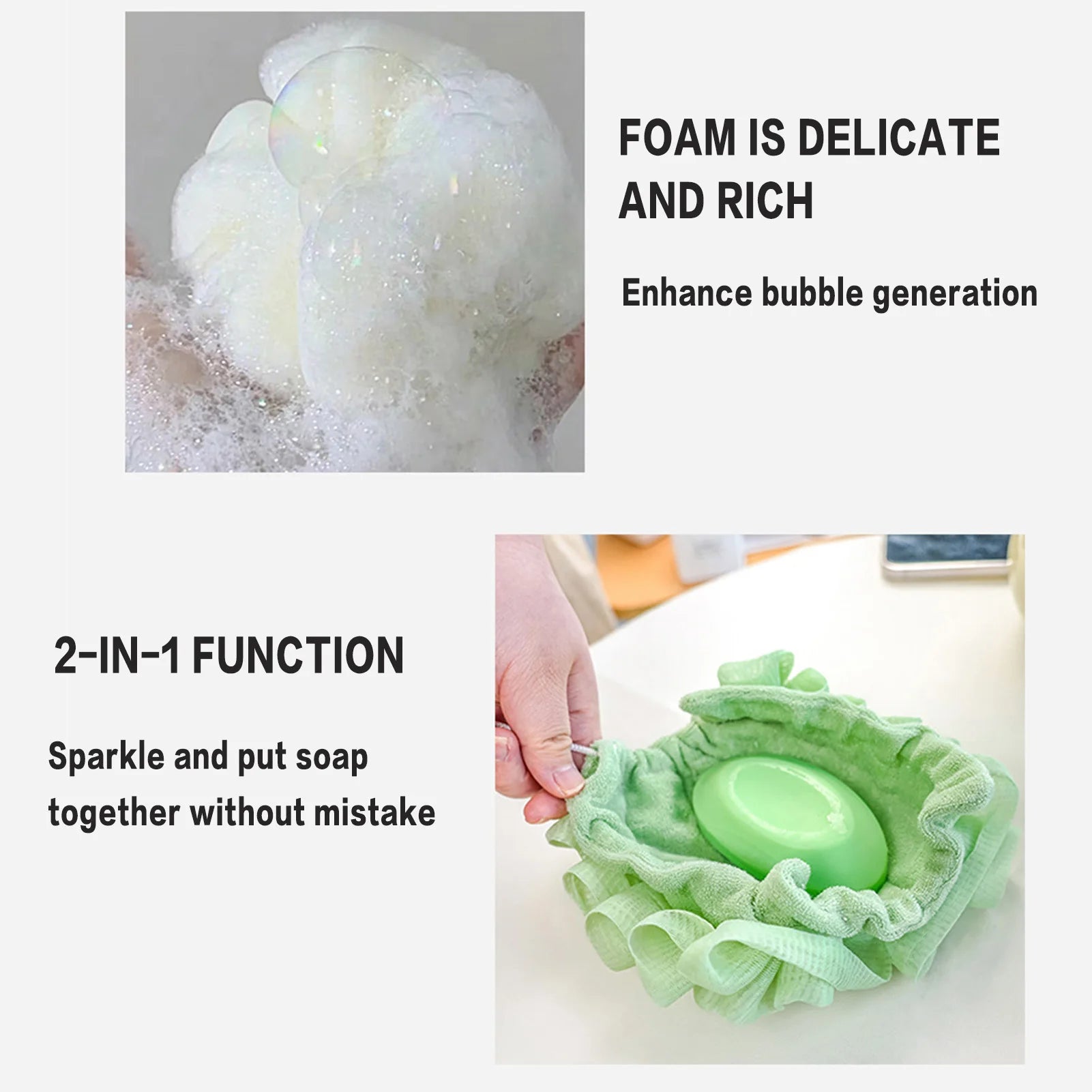 Mesh Shower Loofah Body Scrubber Pouf