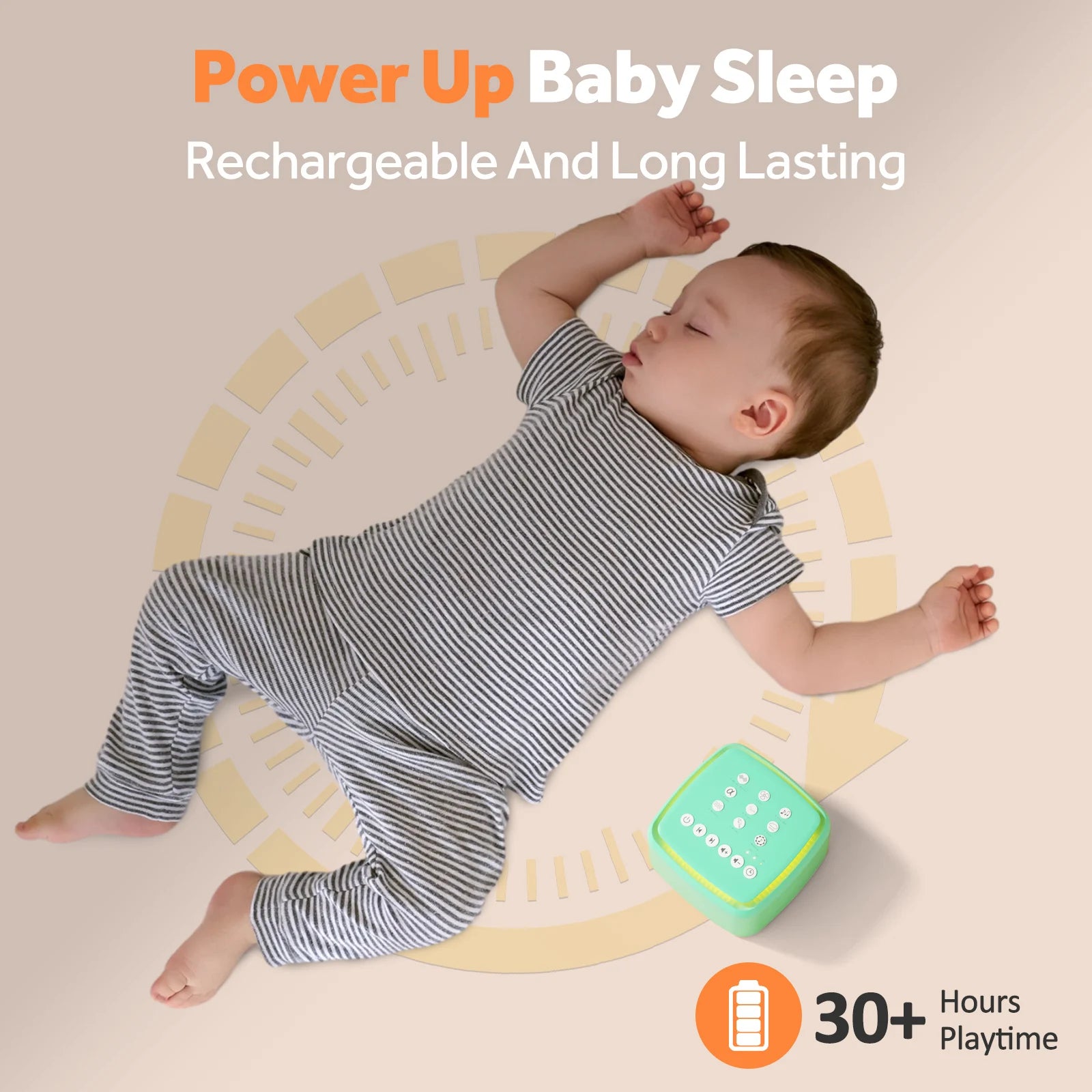 White Noise Machine – 30 Soothing Sounds & Warm Light with 30-Hour Battery