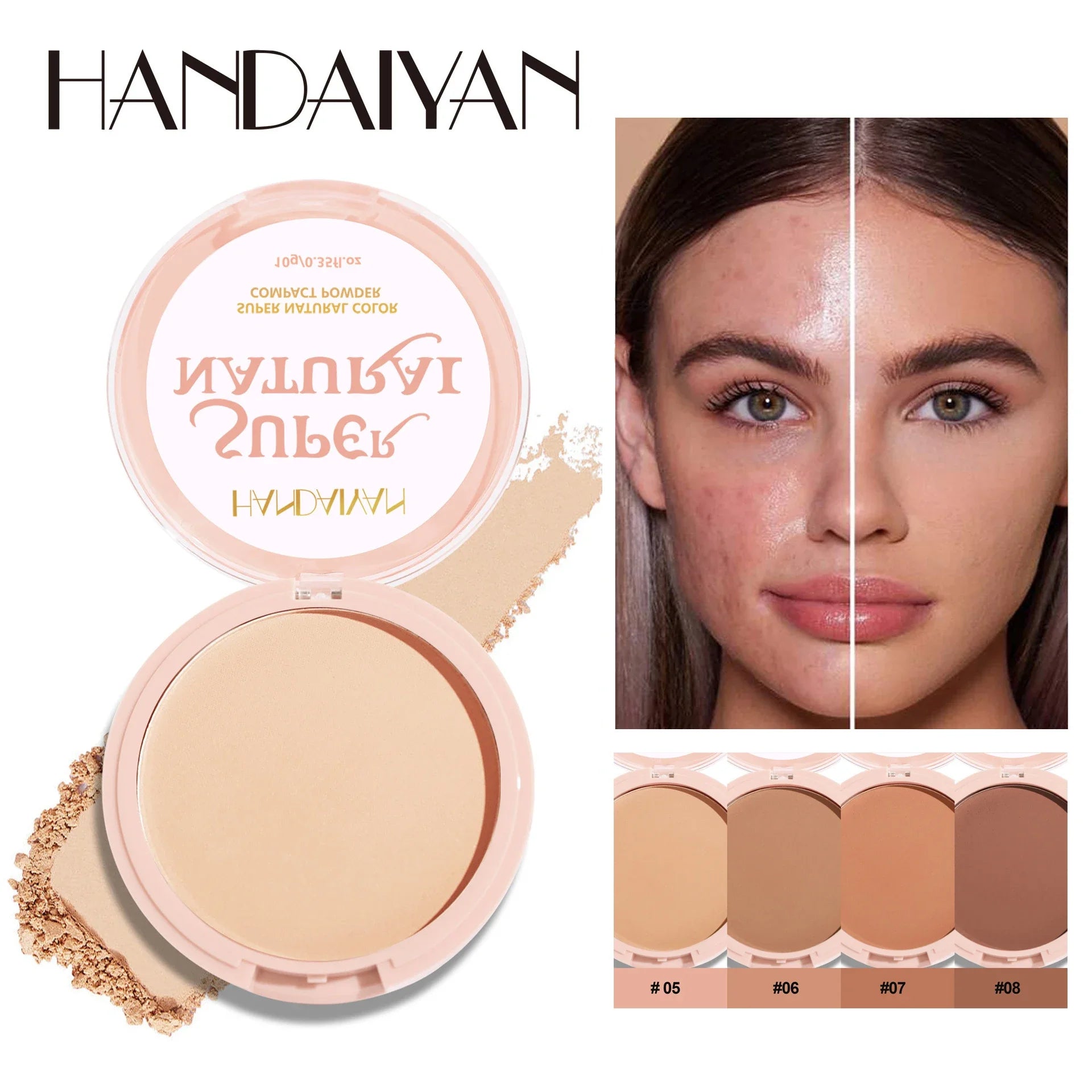 8 Color Matte Face Pressed Powder – 24 Hours Oil Control, Natural Setting Powder Foundation: