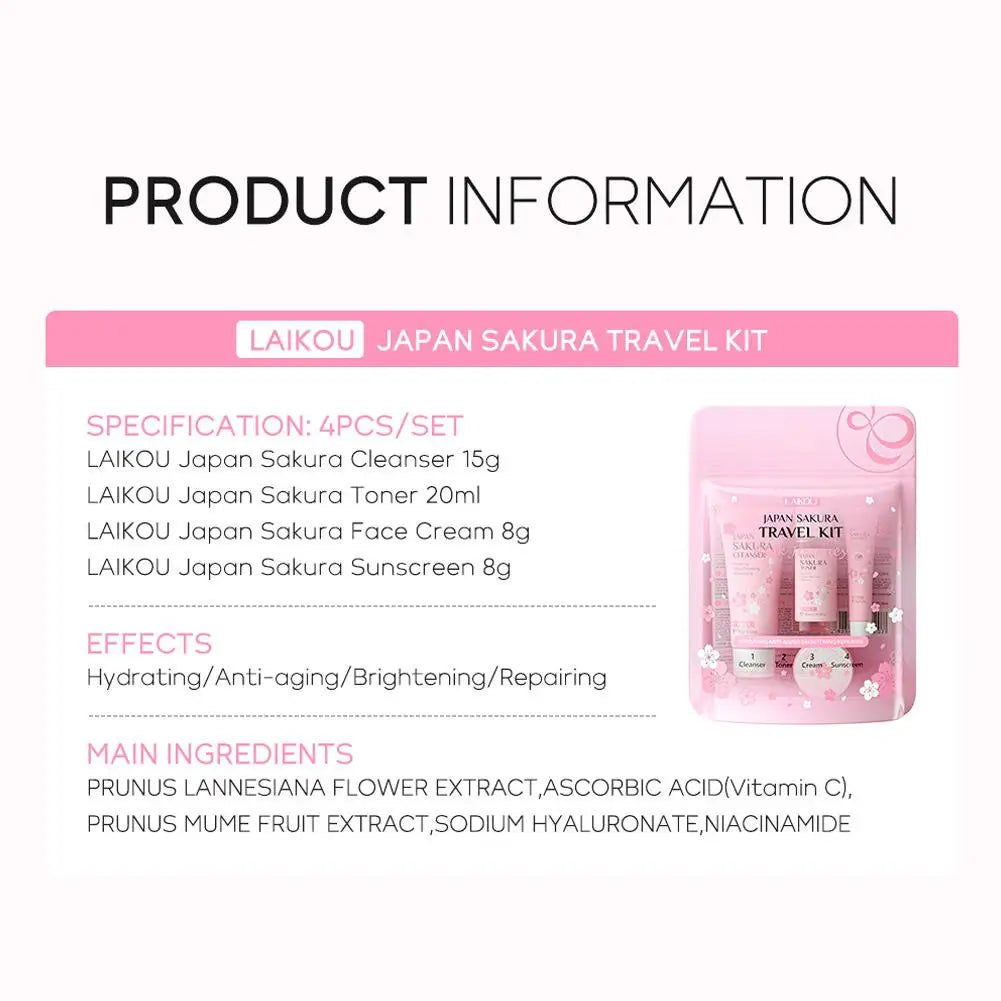 Sakura Skincare Gift Set – Cleanser, Serum, Eye Cream & Essence Kit