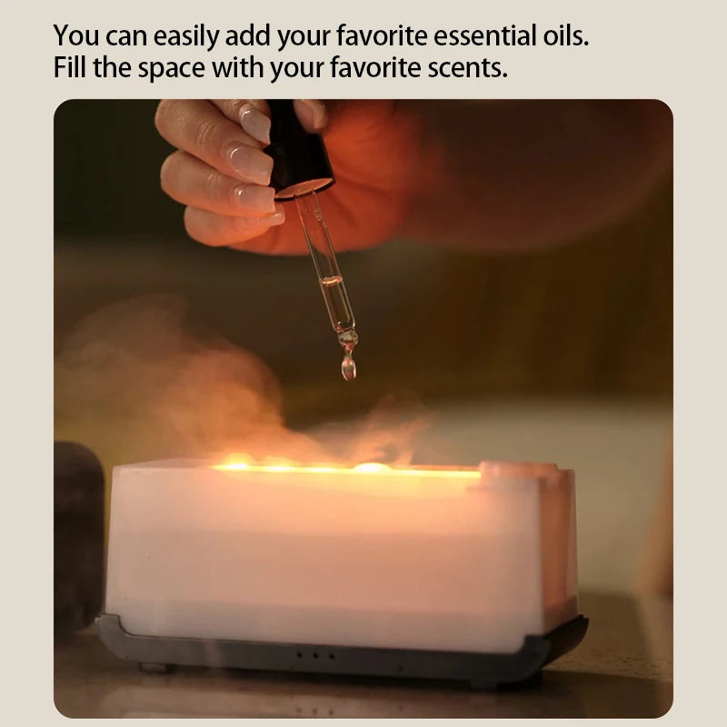 Flame Effect Aromatherapy Diffuser – Mini LED Humidifier with Timer