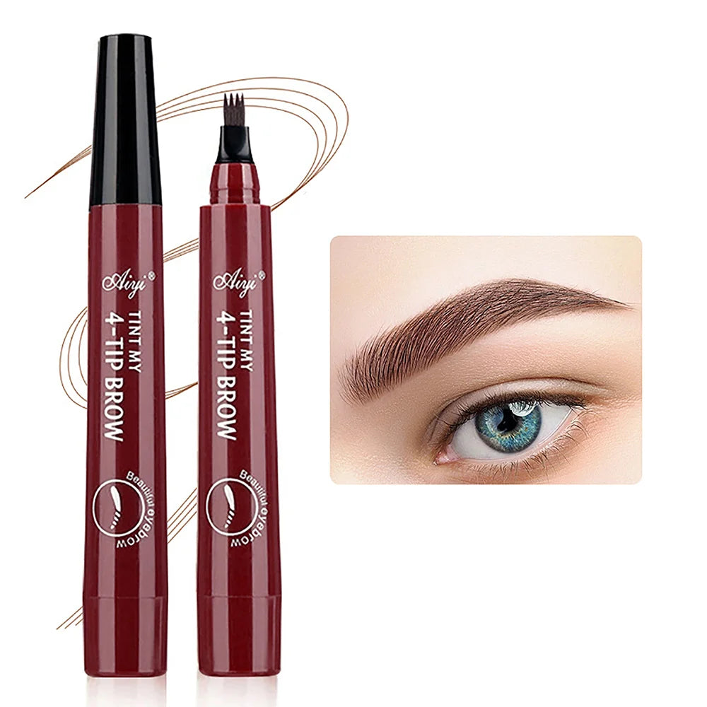 Waterproof 4-Tip Microblading Eyebrow Pencil – Natural Brow Makeup (5 Colors)