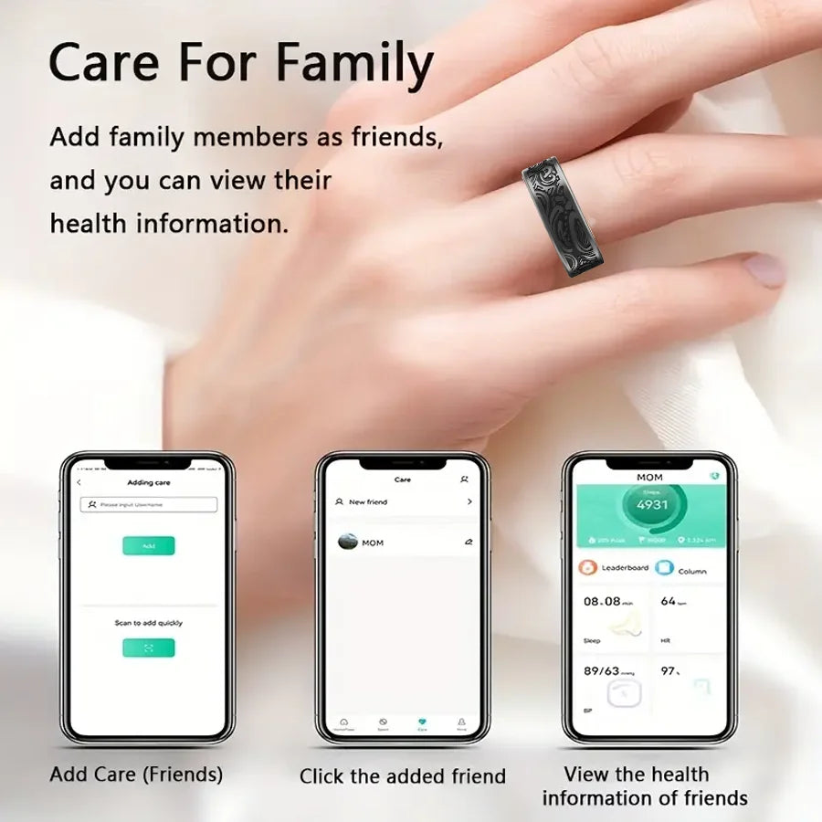 Smart Ring Heart Rate & Oximeter Monitor – IP68, Multi-Sport for Android & iOS