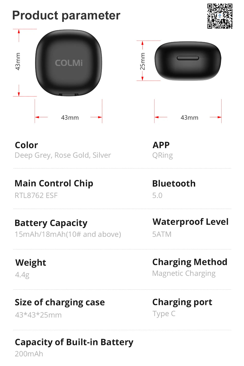 COLMI R10 Smart Ring – Health, Sleep Monitor & 5ATM Waterproof with Charging Case