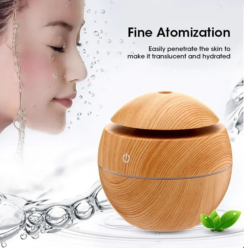 Mini Woodgrain USB Humidifier – Essential Oil Diffuser & Aromatherapy
