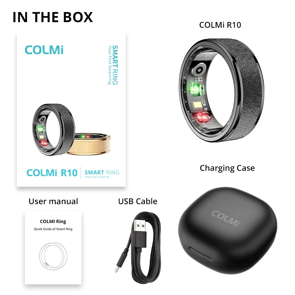 COLMI R10 Smart Ring – Health, Sleep Monitor & 5ATM Waterproof with Charging Case