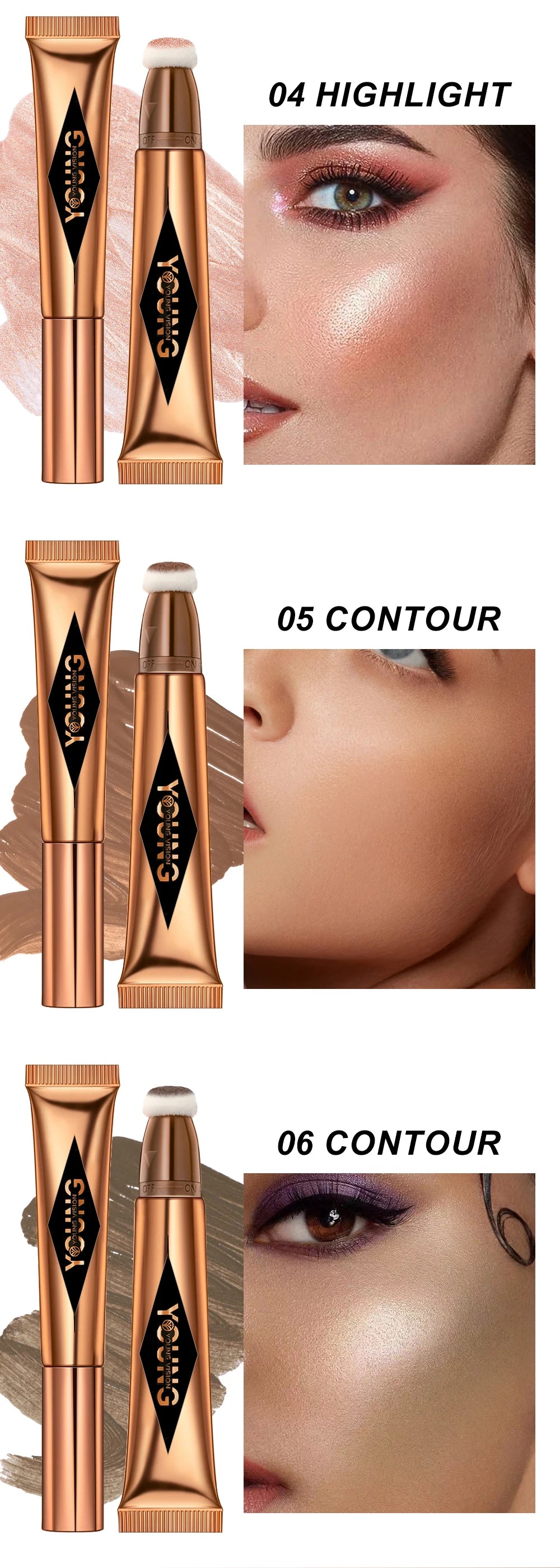 YOUNG VISION Air Cushion Blusher – 6-Color Liquid High Gloss Rouge Stick