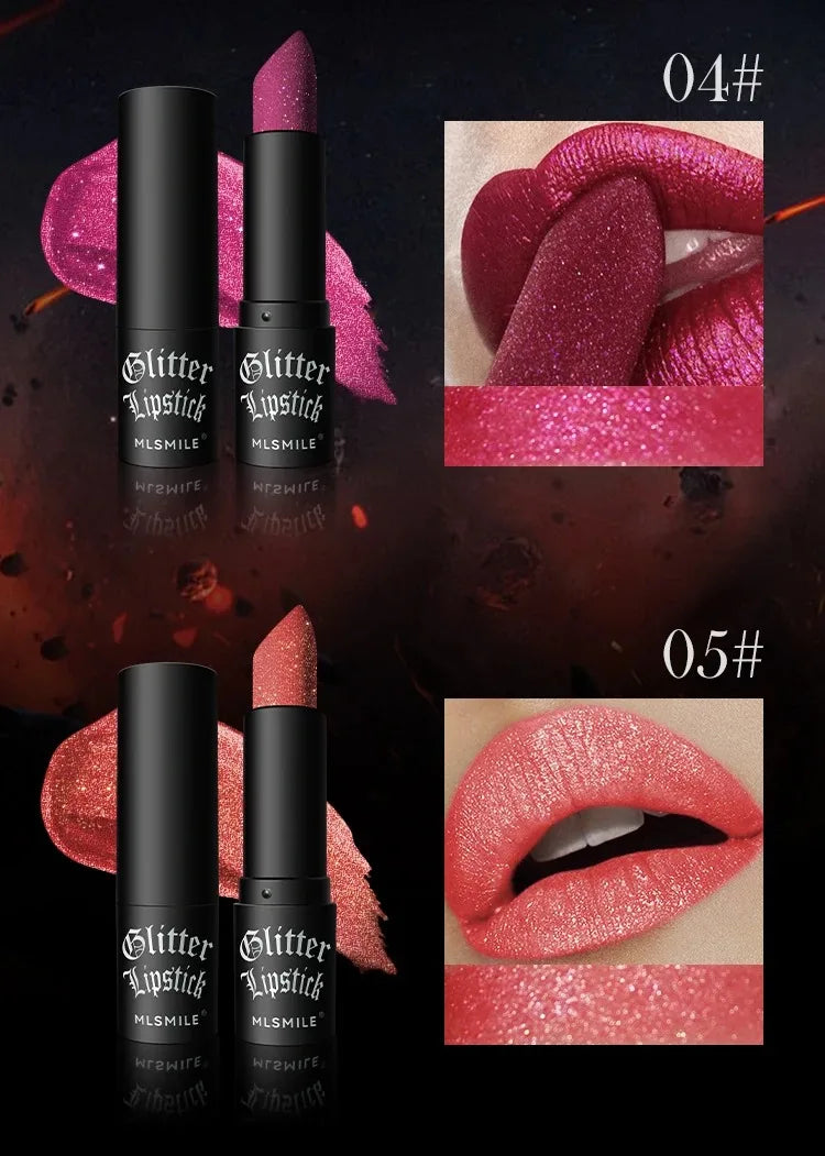 7-Color Diamond Matte Lipstick – Waterproof Glitter Lip Tint Balm