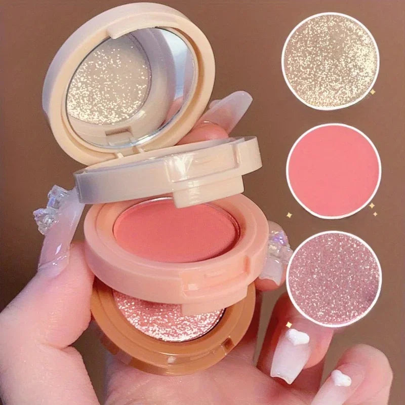 3-in-1 Blush & Highlighter Palette – Matte & Shimmer, Waterproof, Long-Lasting3