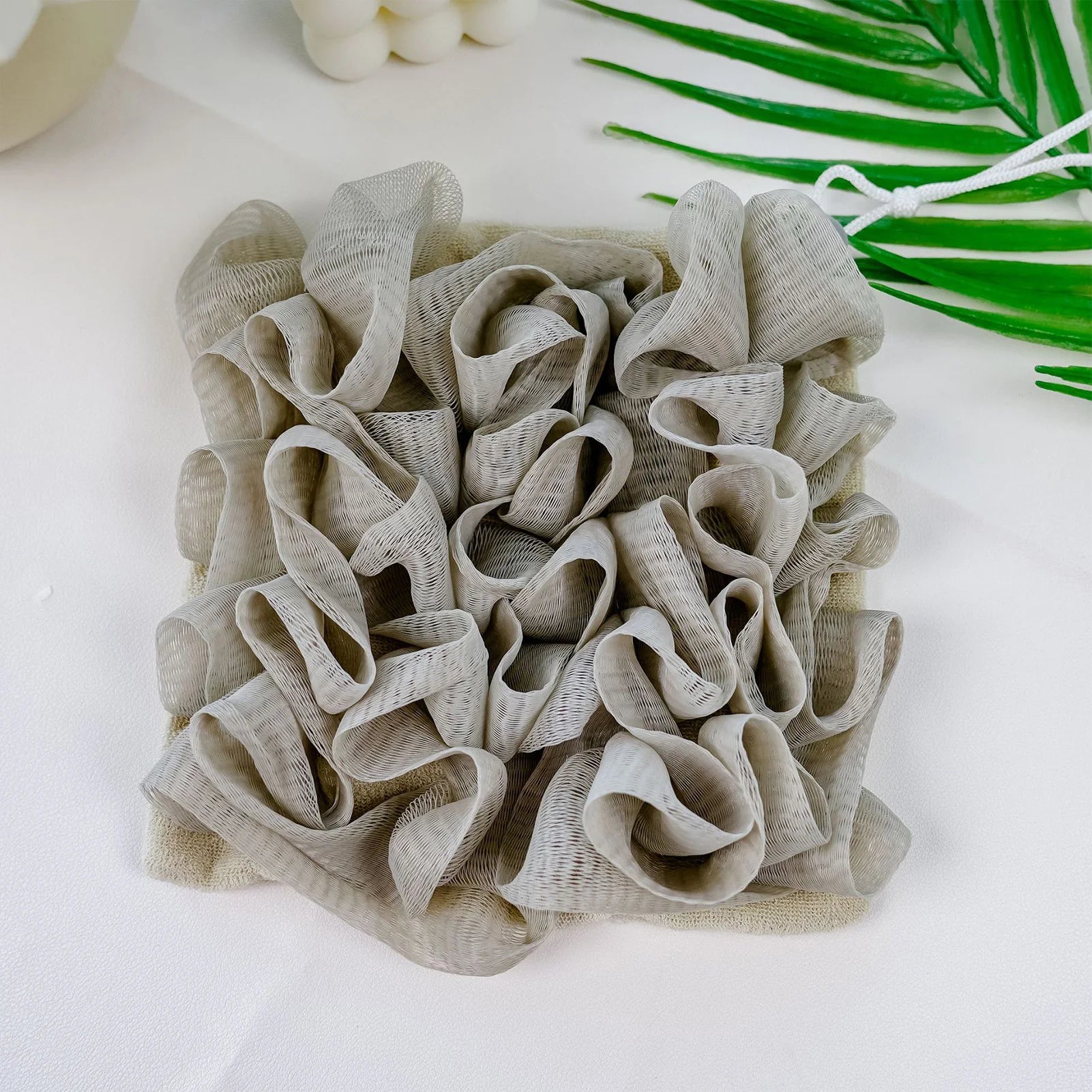 Mesh Shower Loofah Body Scrubber Pouf