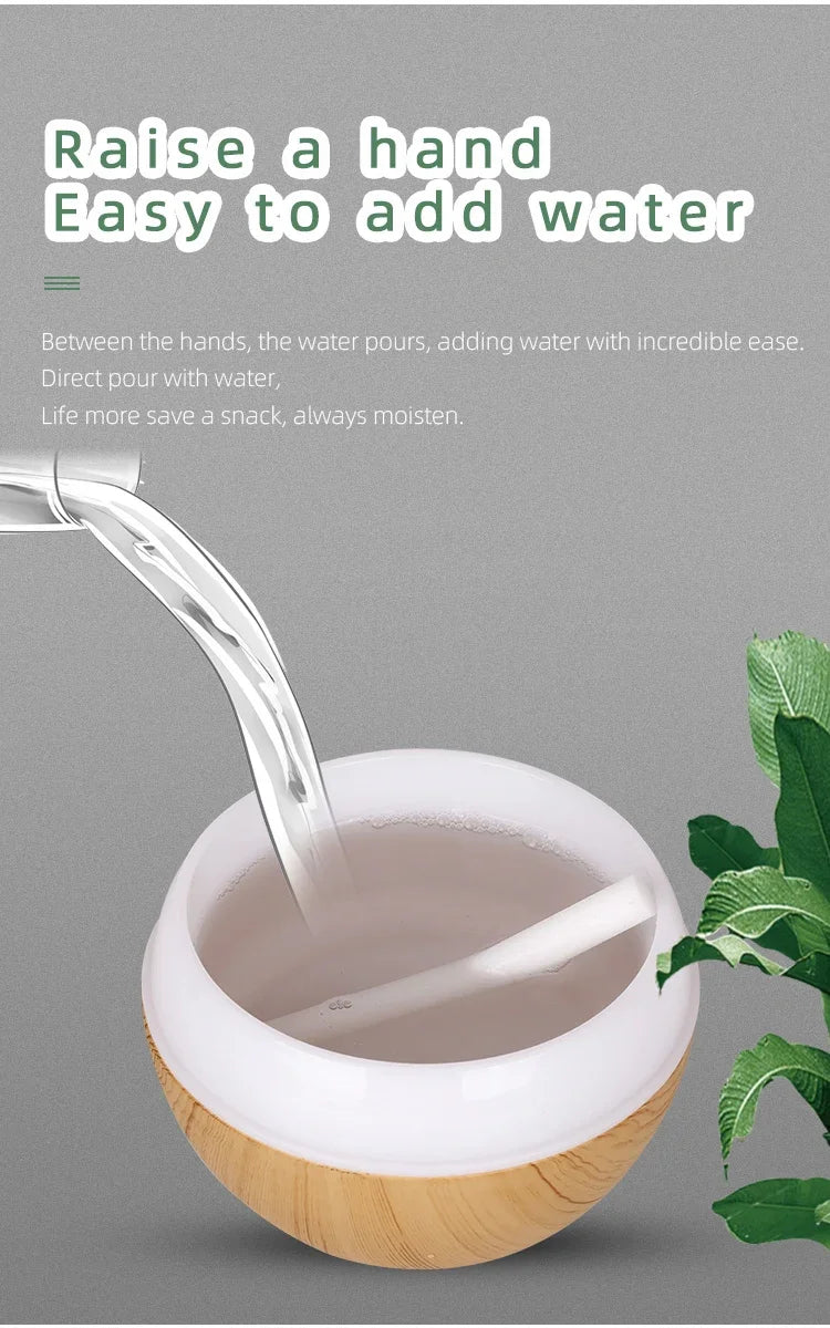 350ML Wood Grain Essential Oil Diffuser – Ultrasonic Humidifier with Remote & 7-Color LED