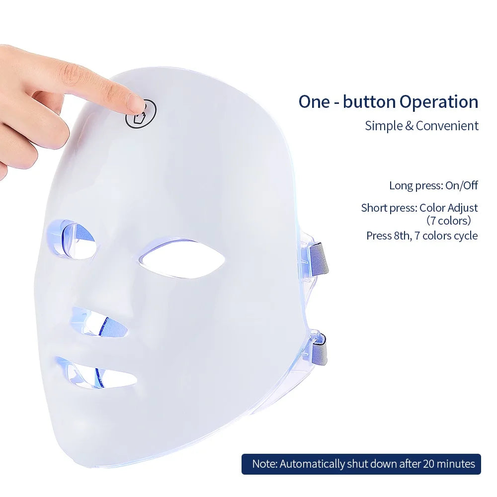 Rechargeable 7-Color LED Facial Mask – Skin Rejuvenation & Acne Treatment