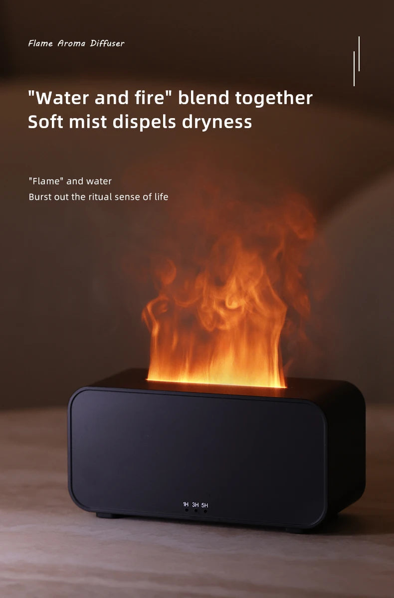 Flame Effect Aromatherapy Diffuser – Mini LED Humidifier with Timer