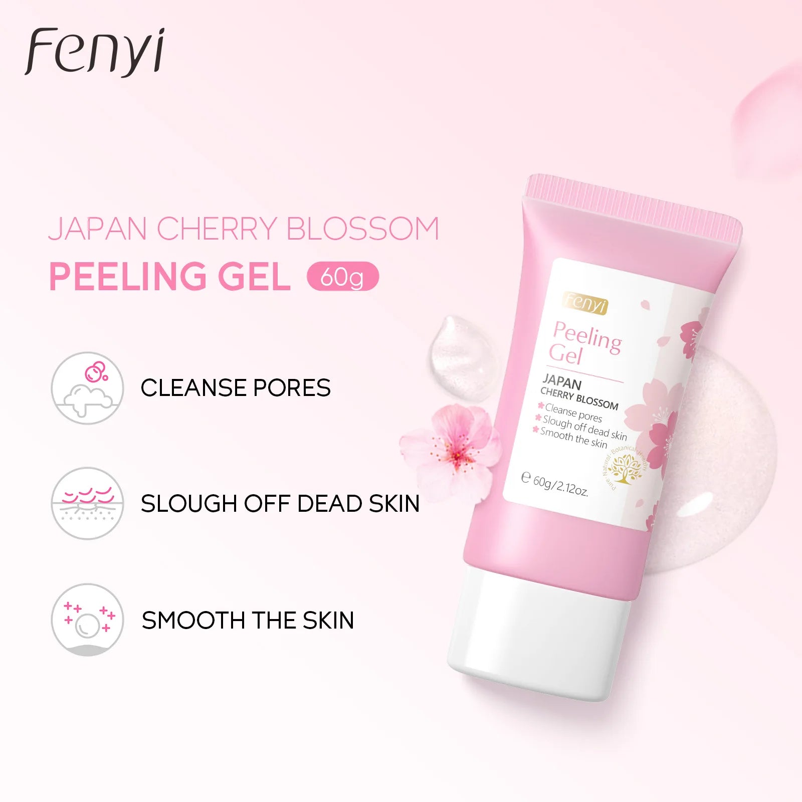 Cherry Blossom Peeling Gel – 60g Facial Exfoliator & Moisturizing Cleanser