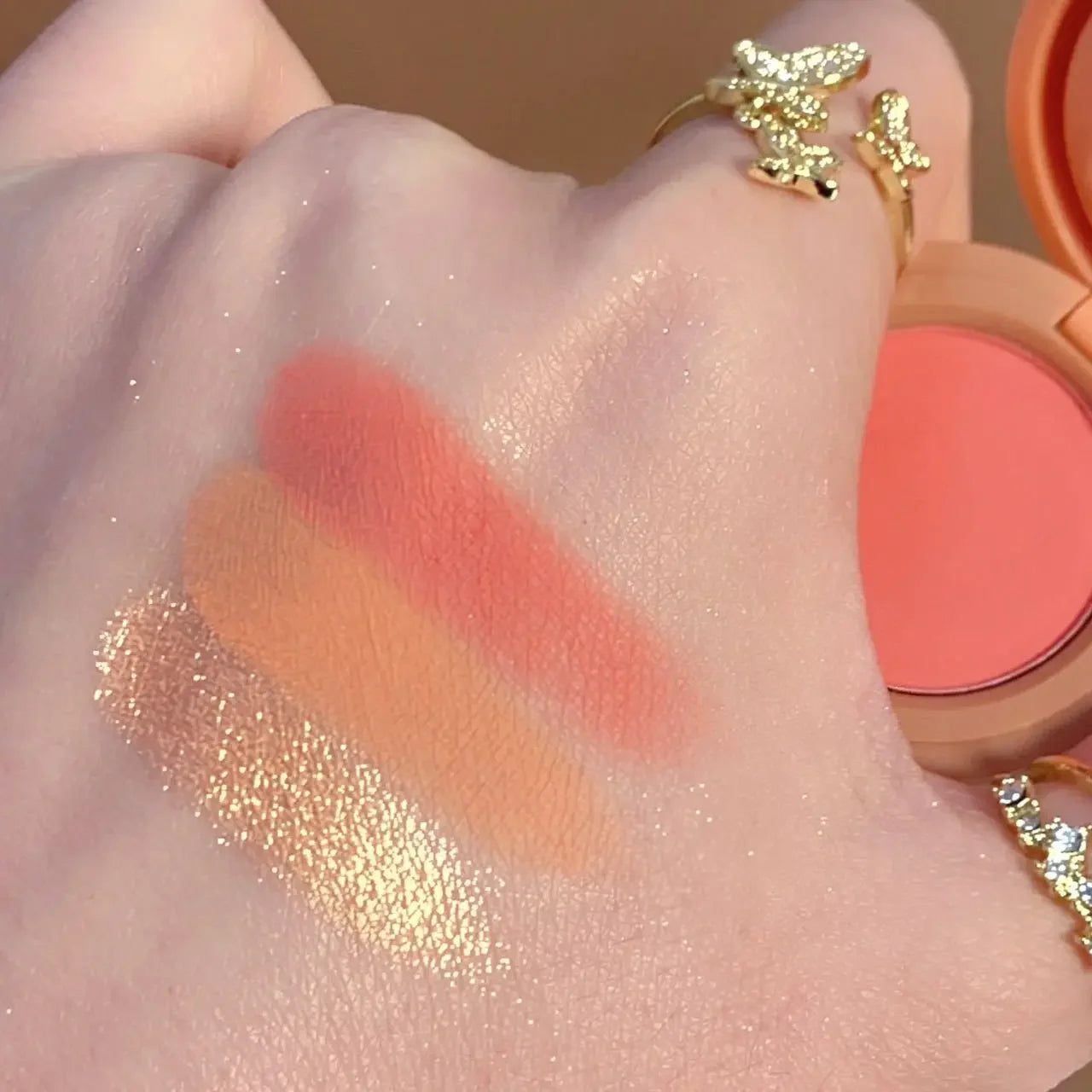 3-in-1 Blush & Highlighter Palette – Matte & Shimmer, Waterproof, Long-Lasting3