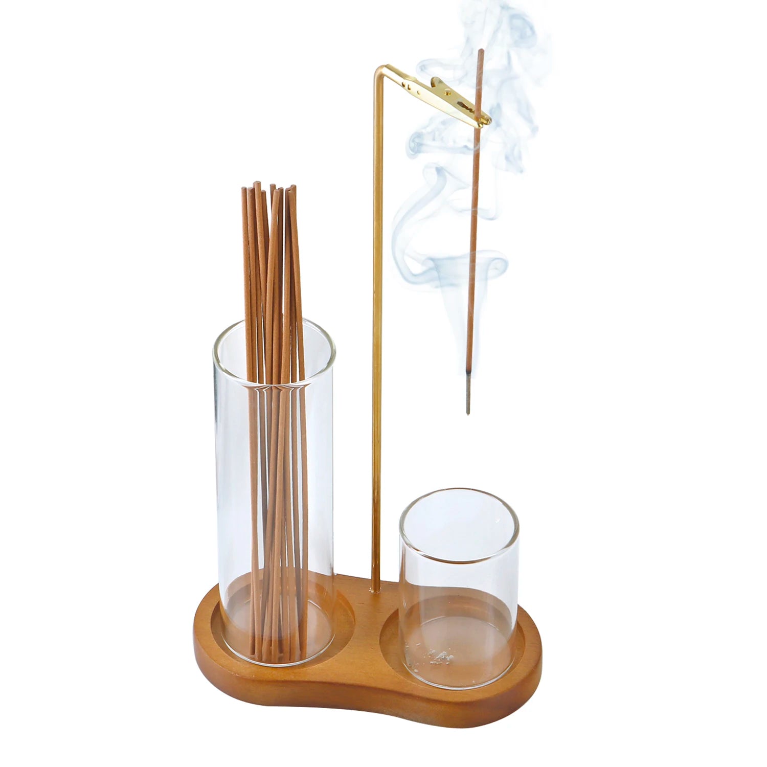 2-in-1 Incense Holder with Glass Ash Catcher & Stick Organizer