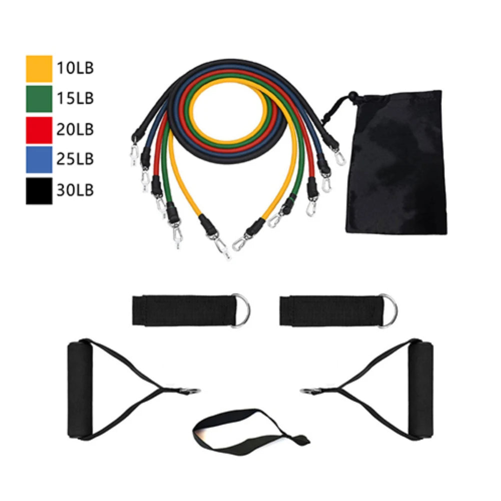 11-Piece Resistance Band Set – Workout Bands for Home, Yoga, Pilates & Fitness