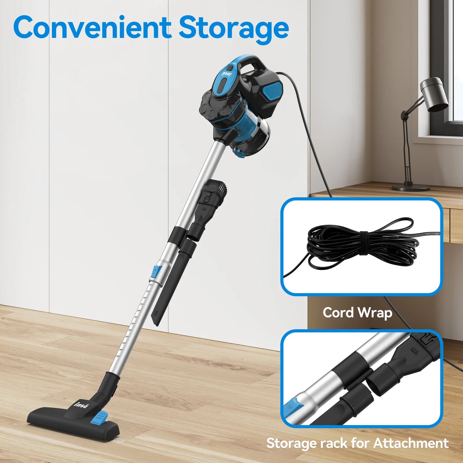 INSE I5 Corded Stick Vacuum – 18KPa Powerful Suction for Home & Pet Hair