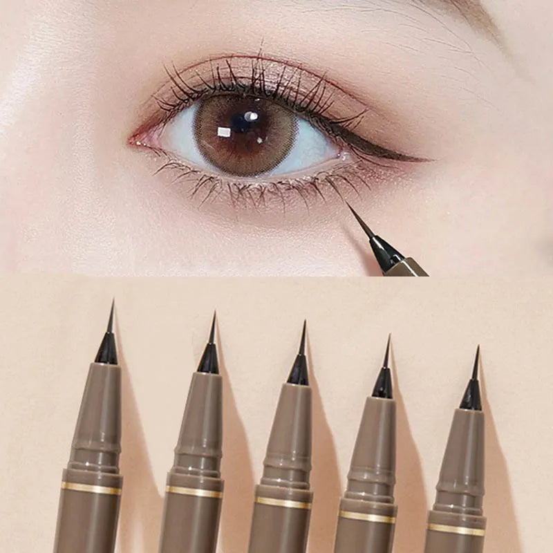 Ultra-Thin Eyeliner Pen – Black/Brown Waterproof Liner for Lower Lash & Silkworm Eyes