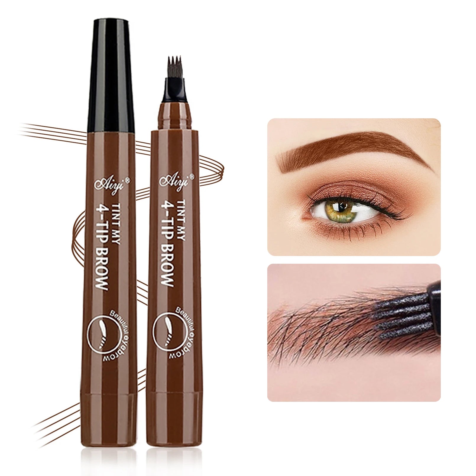 Waterproof 4-Tip Microblading Eyebrow Pencil – Natural Brow Makeup (5 Colors)