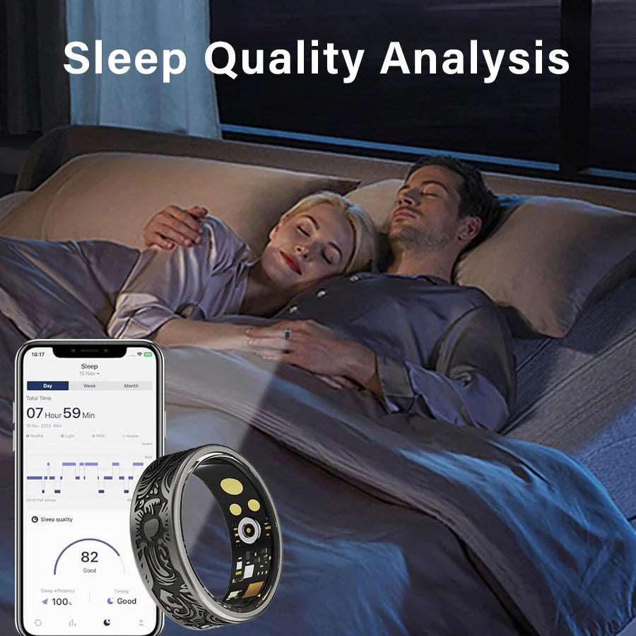 Smart Ring Heart Rate & Oximeter Monitor – IP68, Multi-Sport for Android & iOS