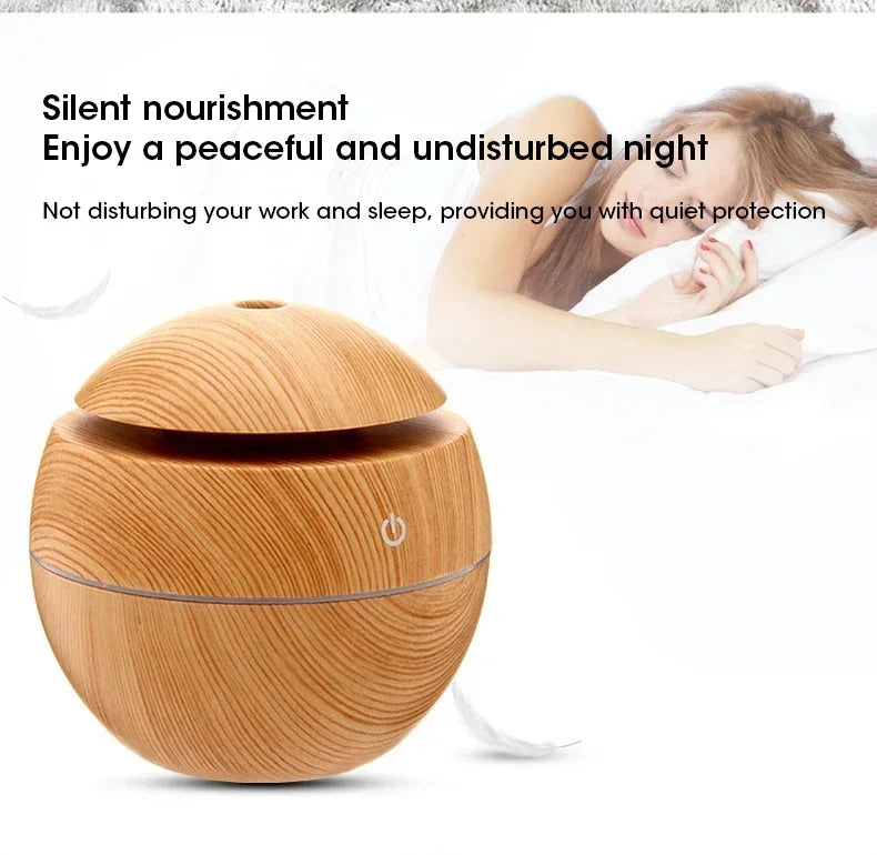Mini Woodgrain USB Humidifier – Essential Oil Diffuser & Aromatherapy