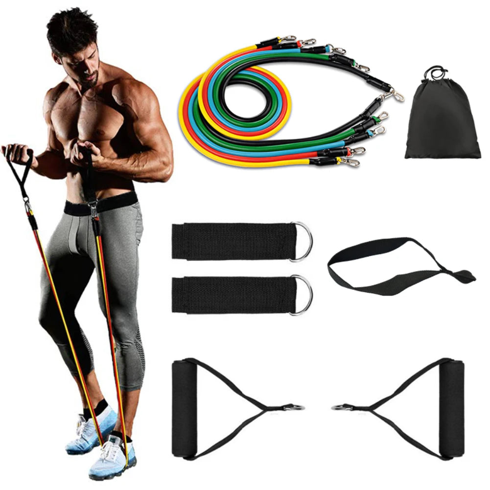11-Piece Resistance Band Set – Workout Bands for Home, Yoga, Pilates & Fitness