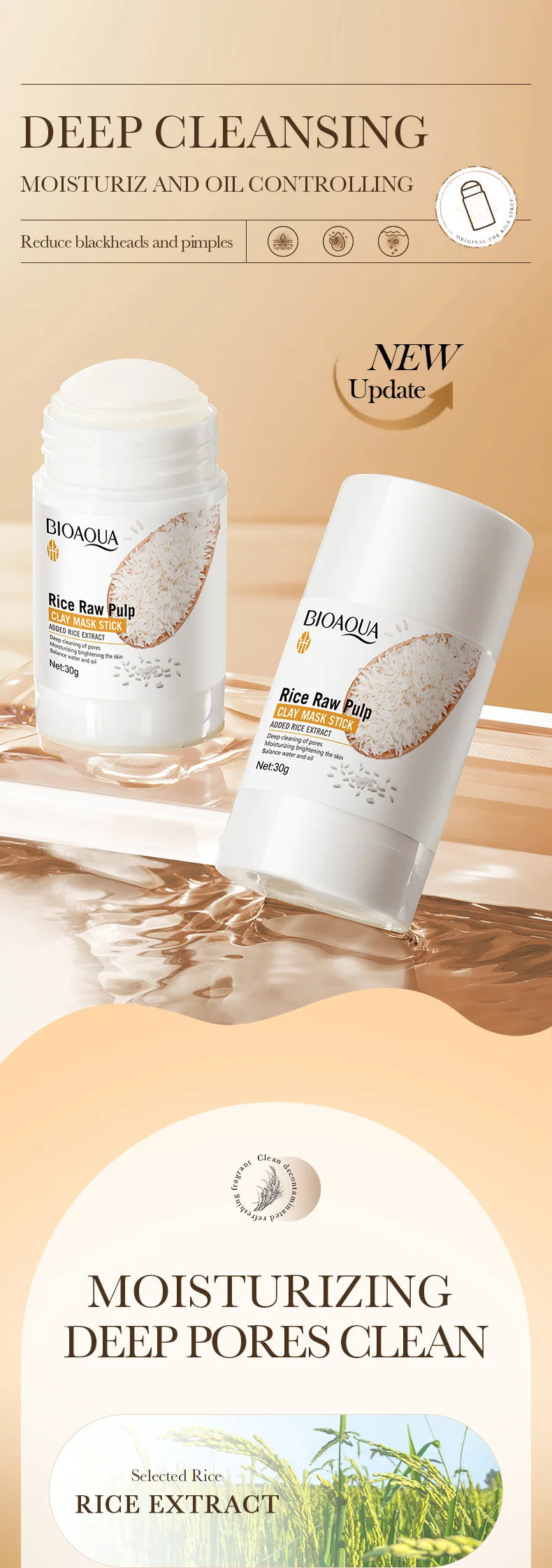 BIOAQUA White Rice Face Mask Stick – Moisturizing & Blackhead Removal