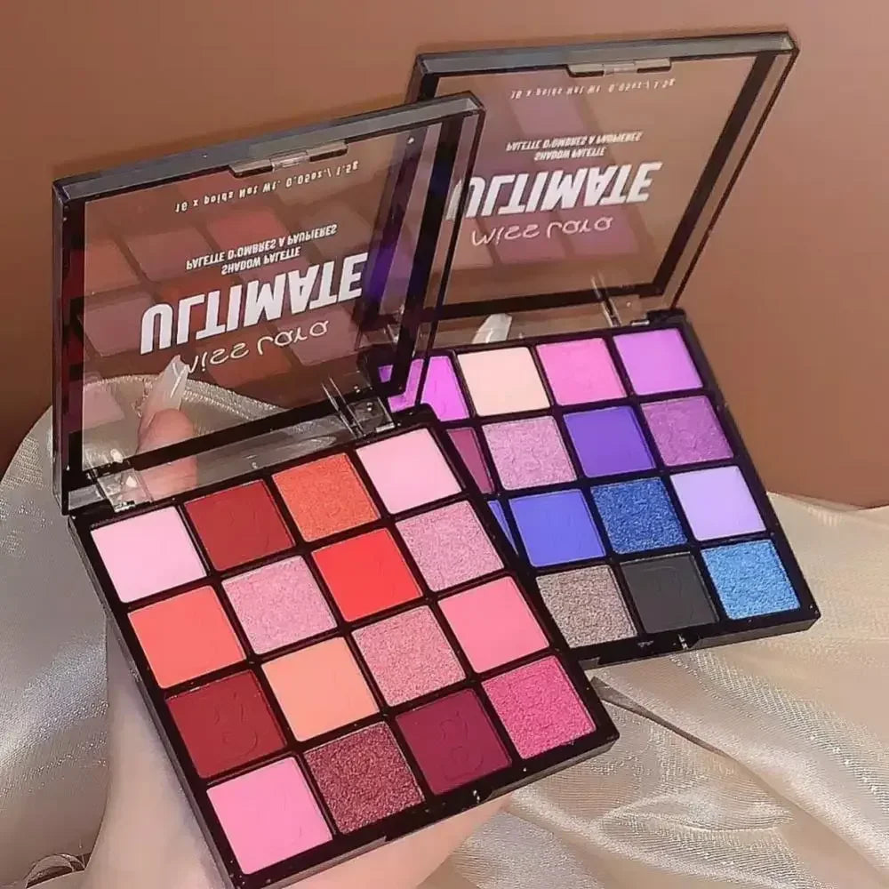 16-Color Matte & Shimmer Eyeshadow Palette – High-Pigment & Waterproof