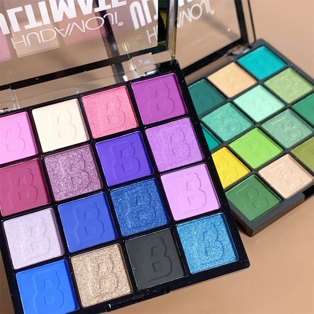 16-Color Matte & Shimmer Eyeshadow Palette – High-Pigment & Waterproof