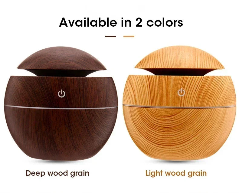 Mini Woodgrain USB Humidifier – Essential Oil Diffuser & Aromatherapy