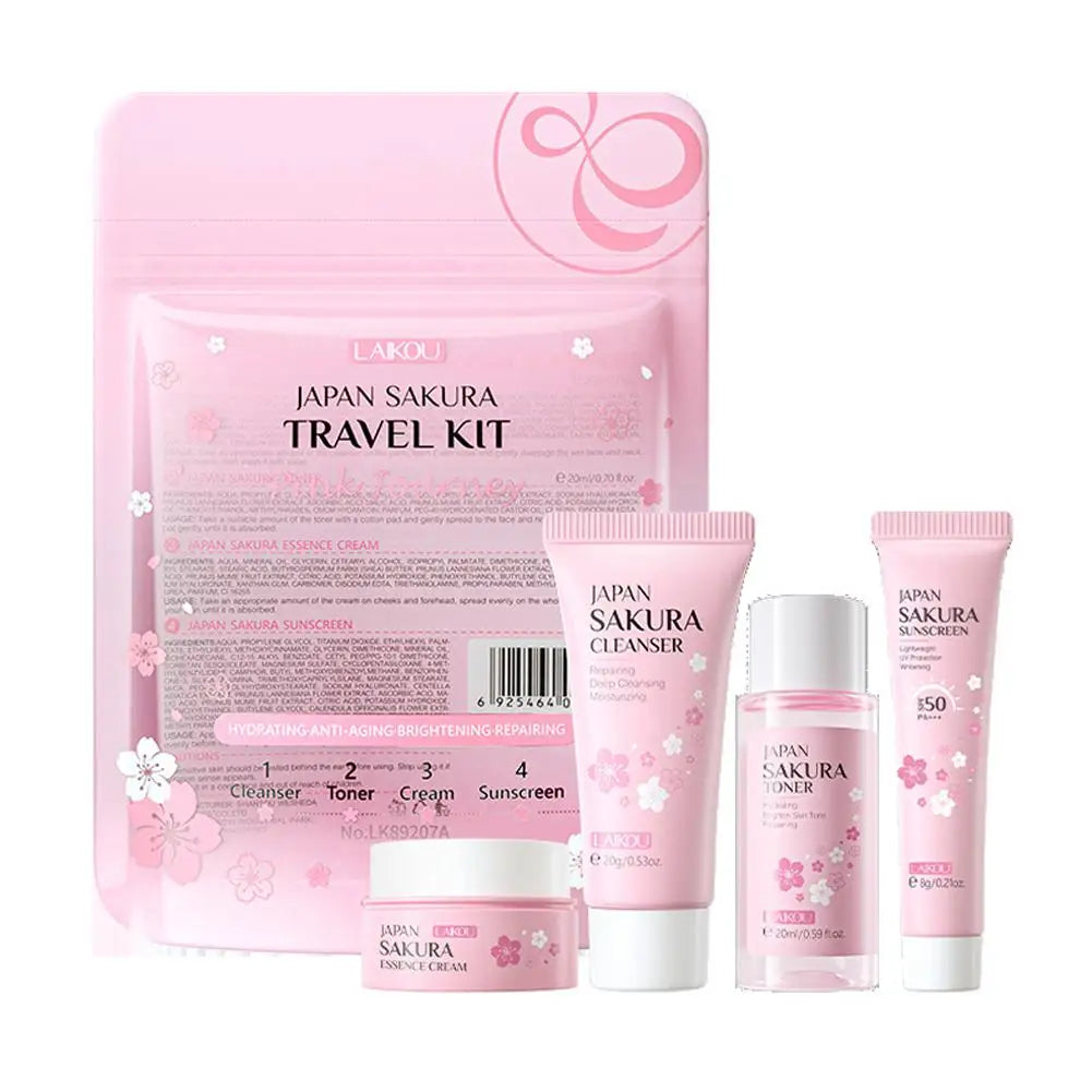 Sakura Skincare Gift Set – Cleanser, Serum, Eye Cream & Essence Kit