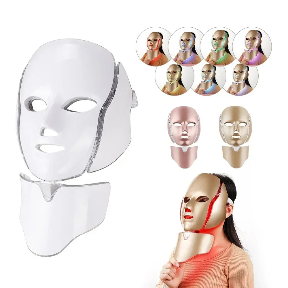 Foreverlily 7-Color LED Facial & Neck Mask – Skin Rejuvenation & Acne Therapy