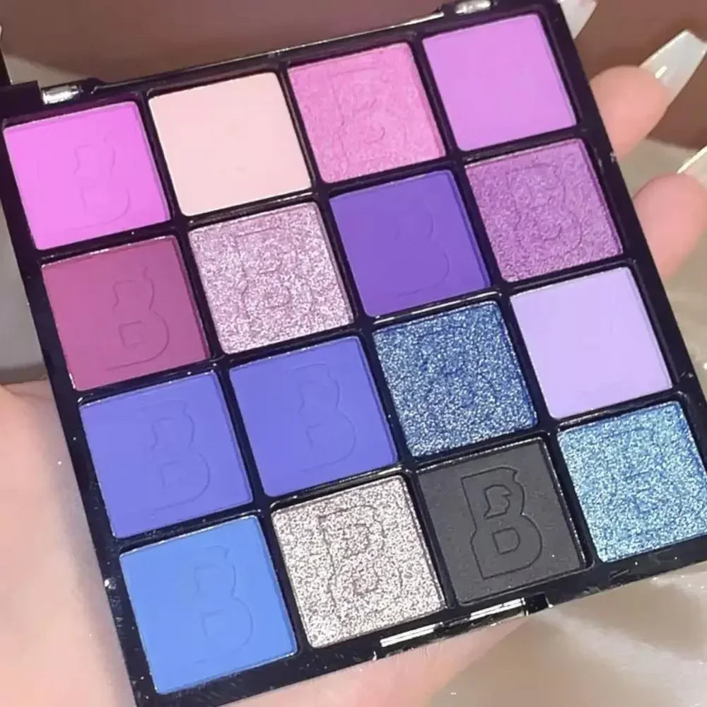 16-Color Matte & Shimmer Eyeshadow Palette – High-Pigment & Waterproof