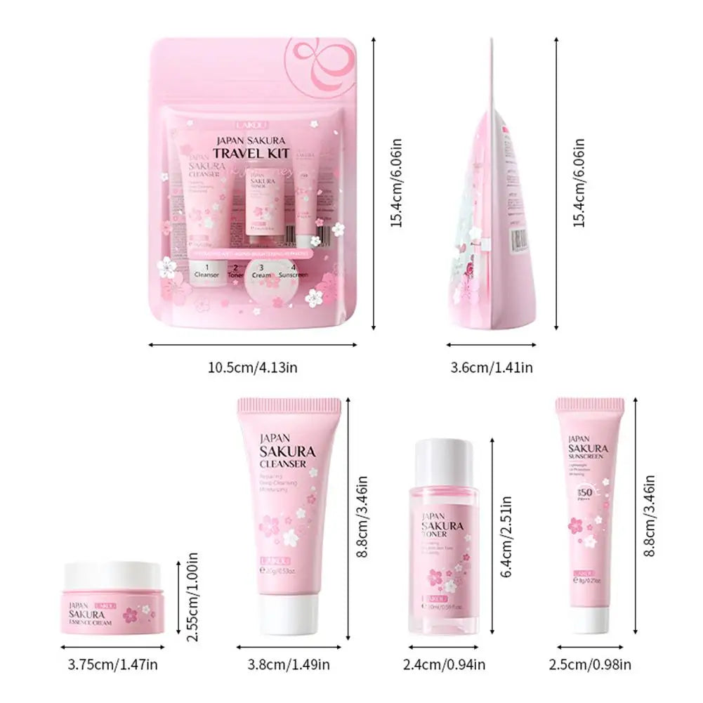 Sakura Skincare Gift Set – Cleanser, Serum, Eye Cream & Essence Kit