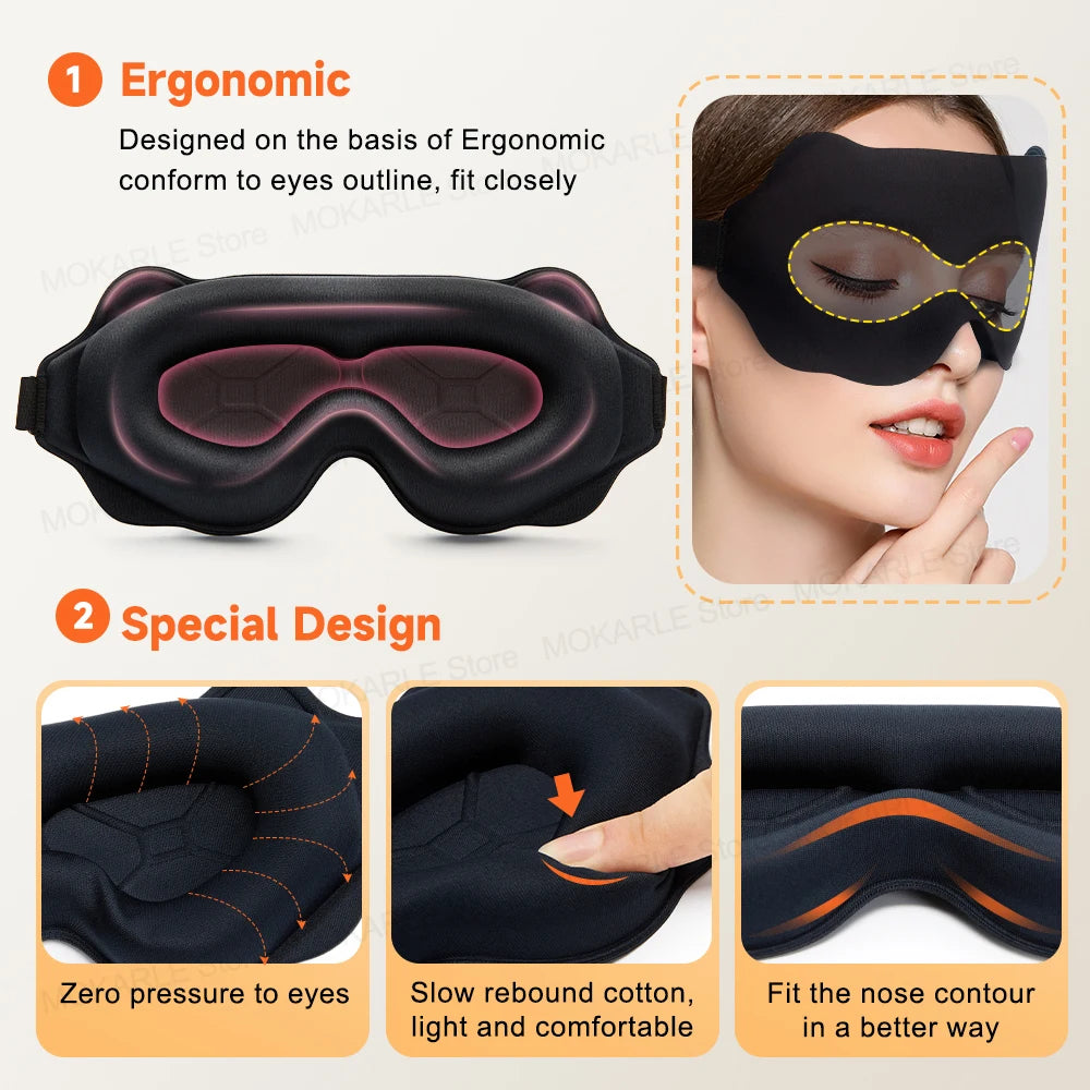 3D Sleep Mask – Soft, Light-Blocking Eye Mask for Travel & Night Use
