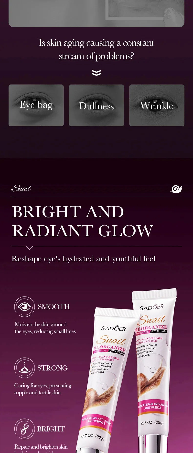 Snail Collagen Eye Cream – Anti-Aging, Dark Circles & Puffiness Care