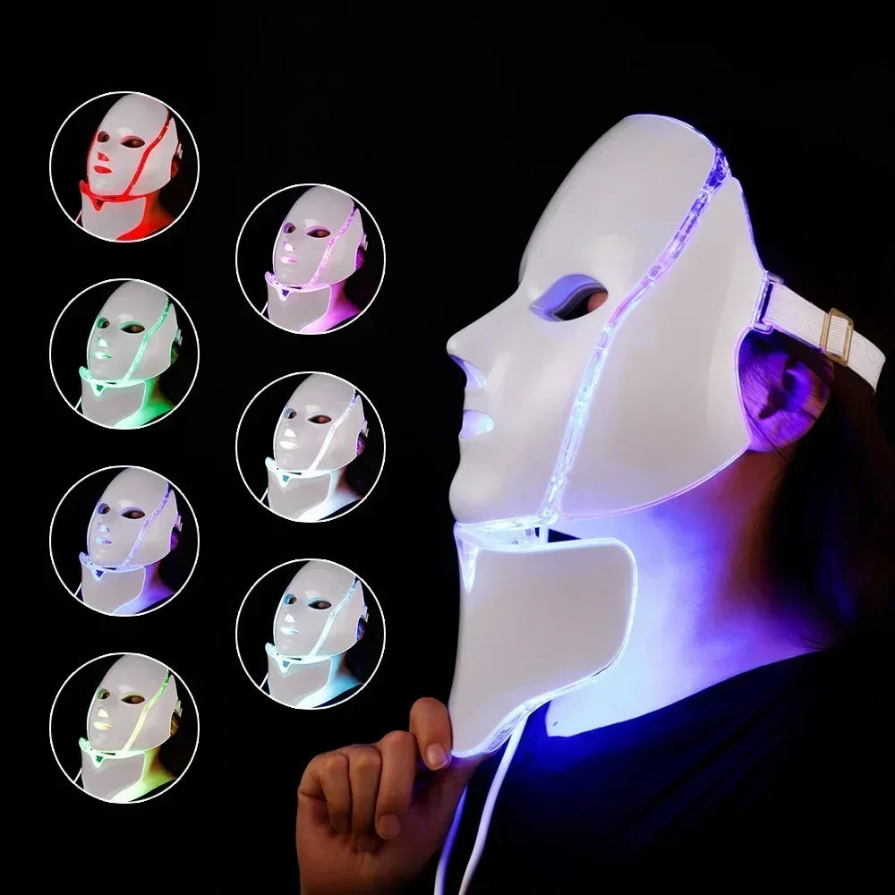 Foreverlily 7-Color LED Facial & Neck Mask – Skin Rejuvenation & Acne Therapy