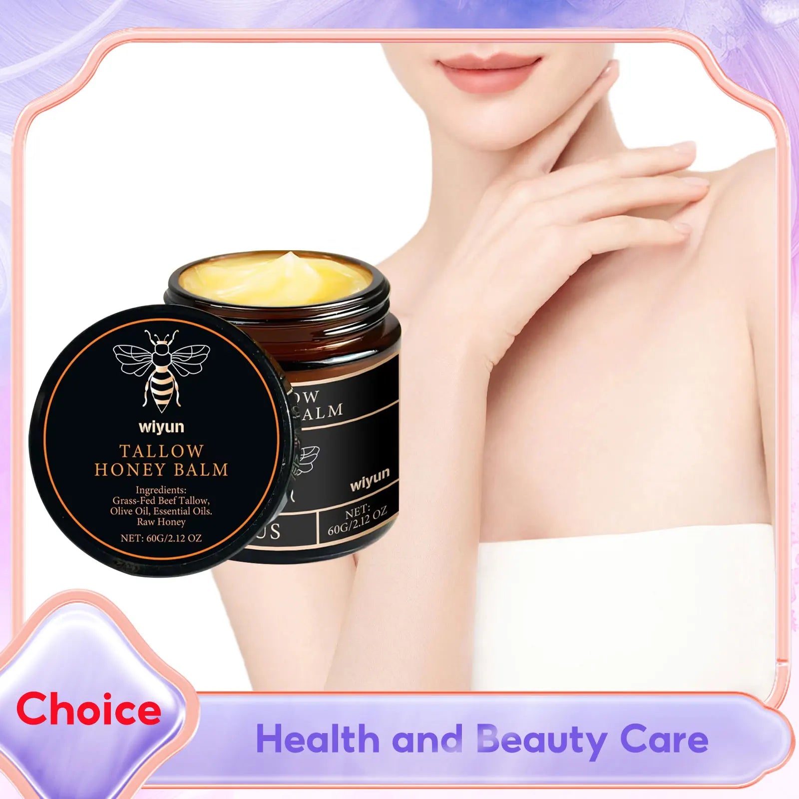 Whipped Beef Tallow & Honey Moisturizer – Fast-Absorbing Face & Body Cream