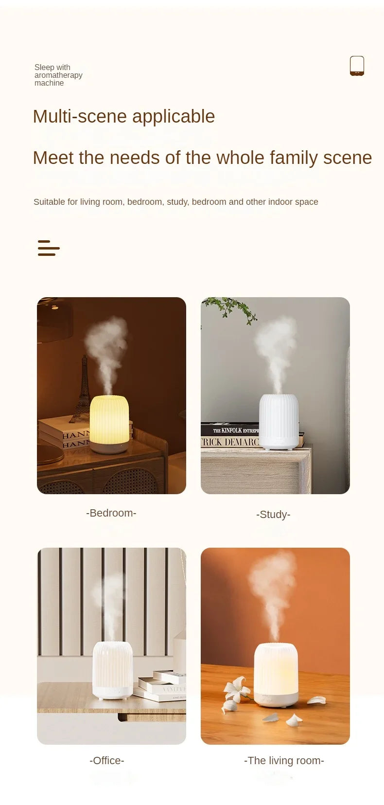 Essential Oil Diffuser with Night Light – Aromatherapy & Humidifier for Home