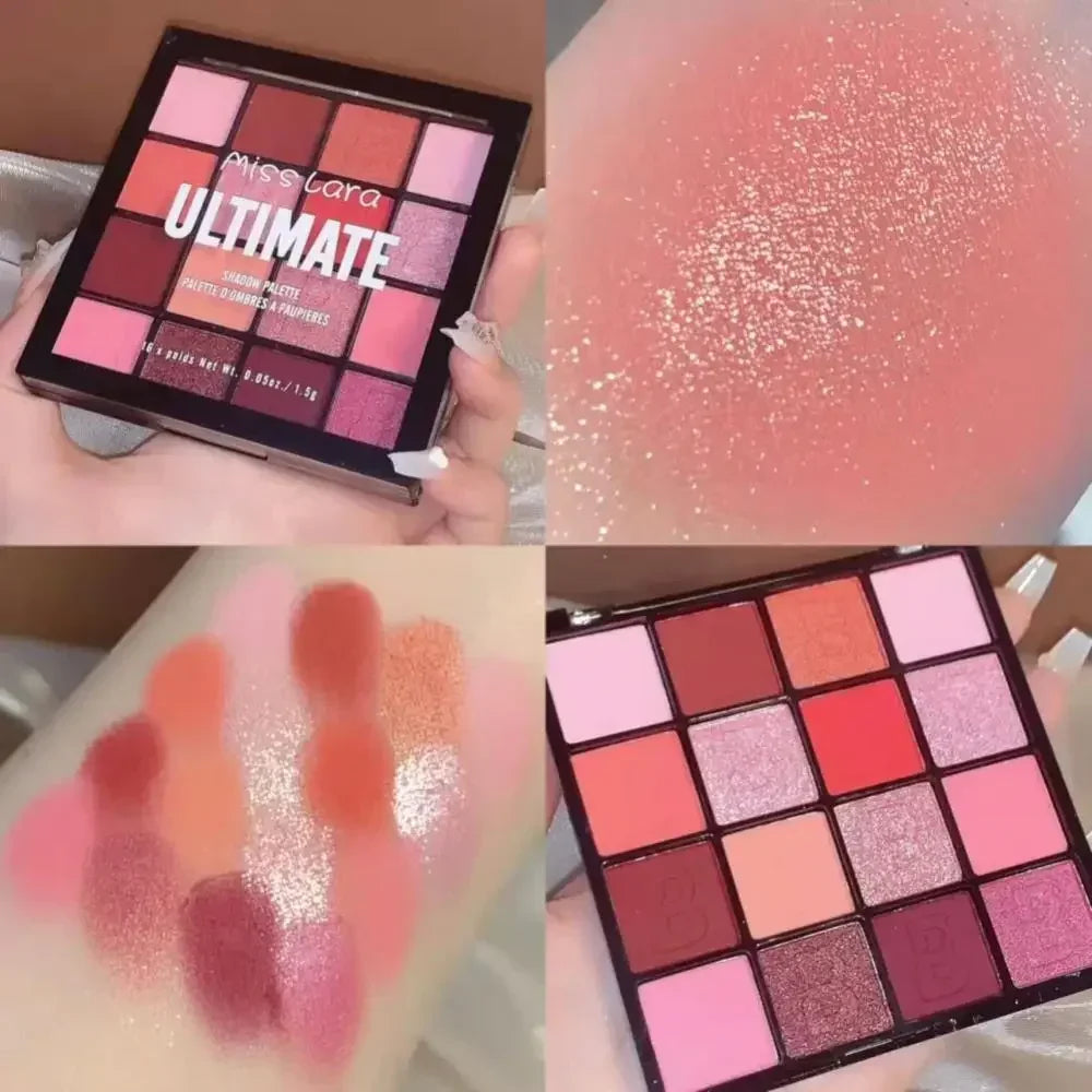 16-Color Matte & Shimmer Eyeshadow Palette – High-Pigment & Waterproof
