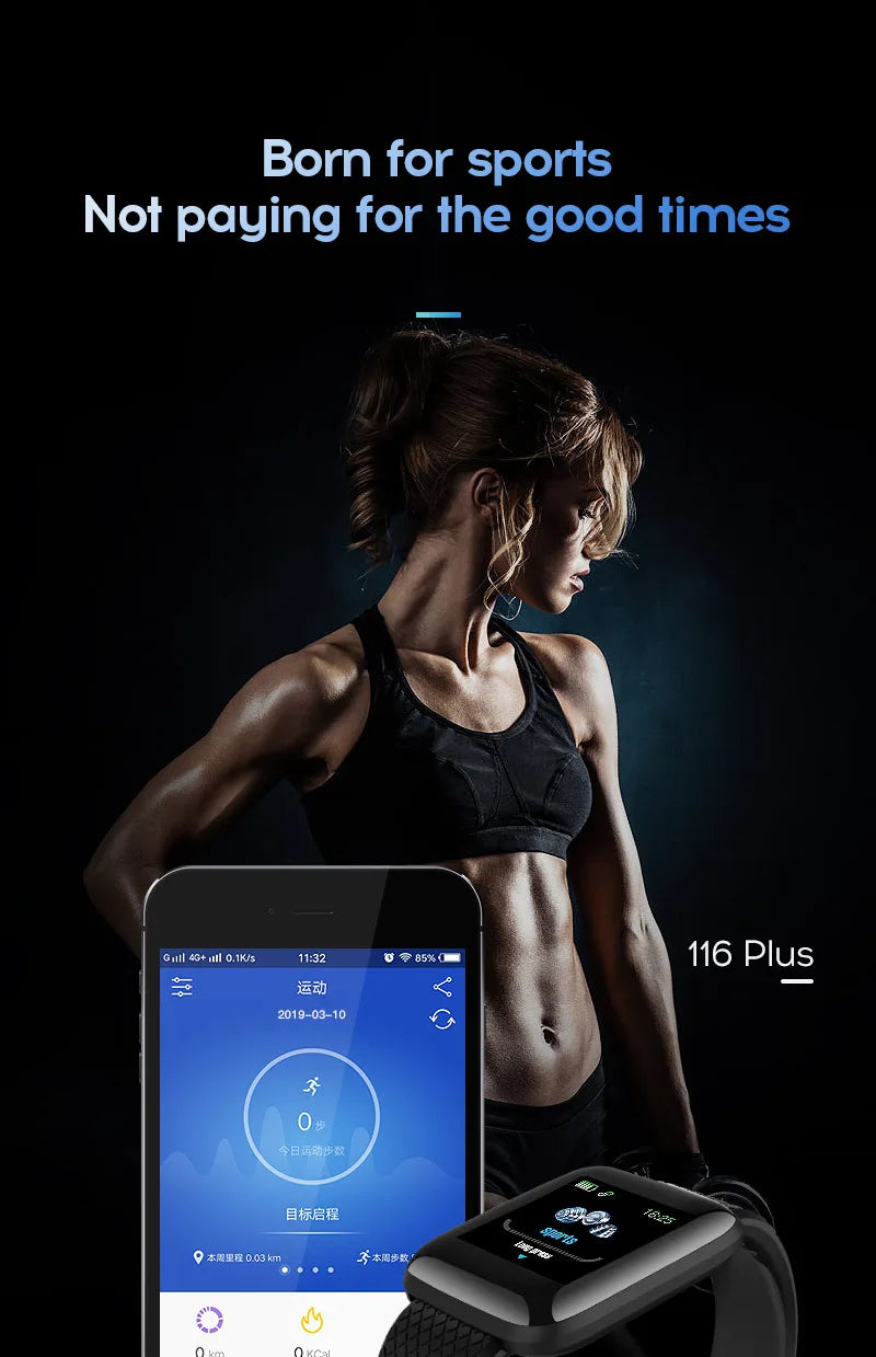116 Plus Smart Watch – Fitness Tracker with Heart Rate Monitor & Waterproof Design