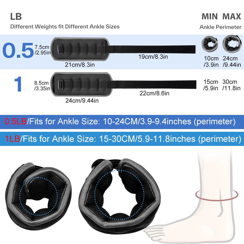 Adjustable Ankle & Wrist Weights (0.5kg/1kg) – Neoprene Straps for Training & Cardio