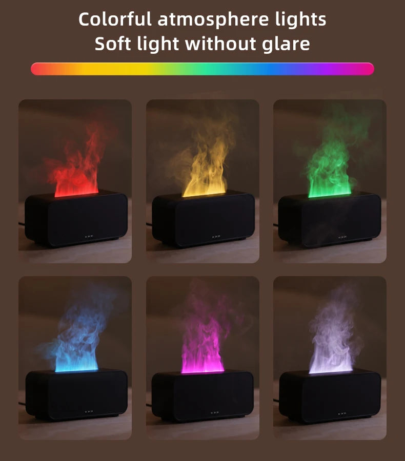 Flame Effect Aromatherapy Diffuser – Mini LED Humidifier with Timer