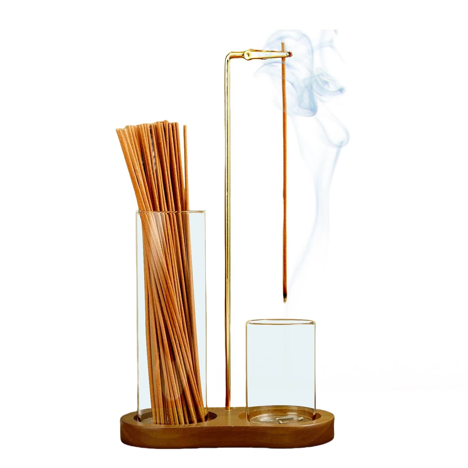 2-in-1 Incense Holder with Glass Ash Catcher & Stick Organizer