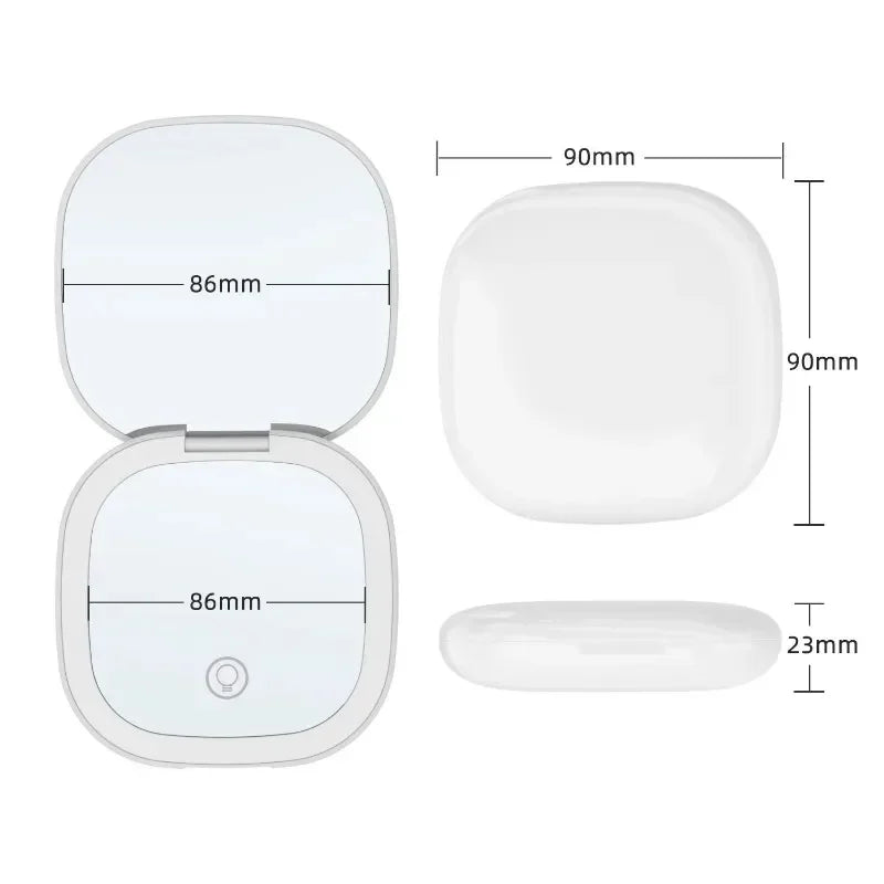 Mini LED Folding Makeup Mirror – Compact Vanity Gift with 2X Magnification
